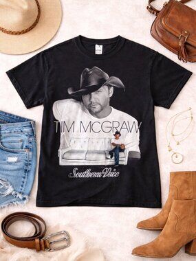 Tim McGraw Southern Voice Graphic Tee Black Country Shirt Size S